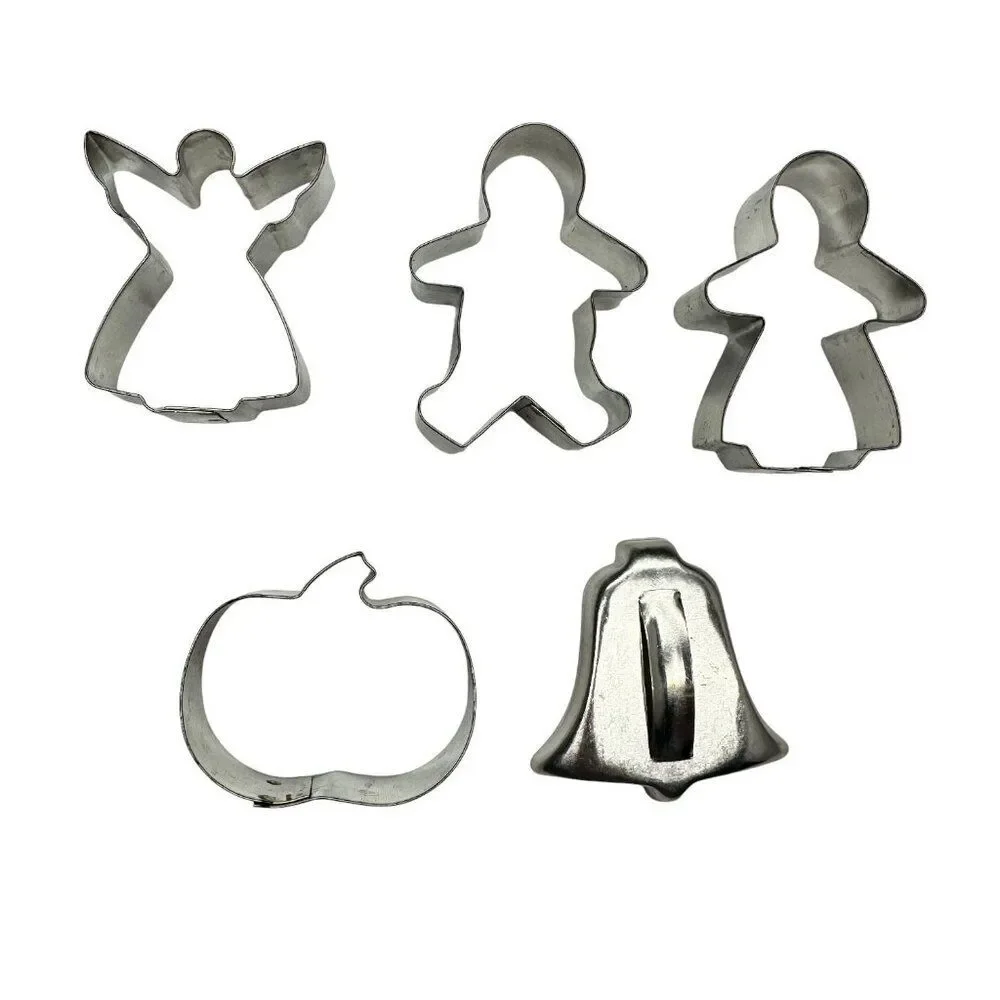 Silver Metal Cookie Cutters (Set of 5)